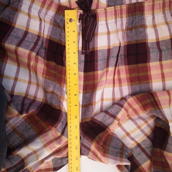 NWT Old Navy Men's Burgundy Tan Gold Plaid Flannel Joggers - Picture 9 of 10